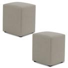 Kit 02 Puffs Decorativos Sala de Estar Quadrado 36x47cm Linho Bege Claro - Abmaza
