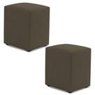 Kit 02 Puffs Decorativos Sala de Estar Quadrado 36x47cm Linho Cacau - Abmaza