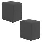 Kit 02 Puffs Decorativos Sala de Estar Quadrado 36x47cm Linho Cinza - Abmaza
