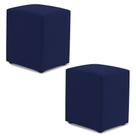Kit 02 Puffs Decorativos Sala de Estar Quadrado 36x47cm Sintético Azul Marinho - Abmaza Kit 02 Puffs Decorativos Sala de Estar Quadrado 36x47cm Sintético Azul Marinho - Abmaza
