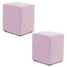 Kit 02 Puffs Decorativos Sala de Estar Quadrado 36x47cm Sintético Rosa Bebê - Abmaza