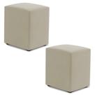 Kit 02 Puffs Decorativos Sala de Estar Quadrado 36x47cm Suede Bege - Abmaza