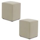 Kit 02 Puffs Decorativos Sala de Estar Quadrado 36x47cm Suede Bege - Desk Design