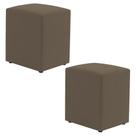 Kit 02 Puffs Decorativos Sala de Estar Quadrado 36x47cm Suede Capuccino - Abmaza