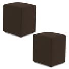 Kit 02 Puffs Decorativos Sala De Estar Quadrado 36x47cm Suede Marrom - Abmaza