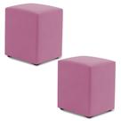 Kit 02 Puffs Decorativos Sala de Estar Quadrado 36x47cm Suede Rosa - Abmaza