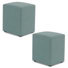 Kit 02 Puffs Decorativos Sala de Estar Quadrado 36x47cm Veludo Acqua - Abmaza