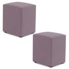 Kit 02 Puffs Decorativos Sala de Estar Quadrado 36x47cm Veludo Rosê - Abmaza