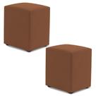 Kit 02 Puffs Decorativos Sala de Estar Quadrado 36x47cm Veludo Terracota - Abmaza