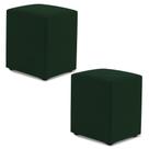 Kit 02 Puffs Decorativos Sala de Estar Quadrado 36x47cm Veludo Verde - Abmaza Kit 02 Puffs Decorativos Sala de Estar Quadrado 36x47cm Veludo Verde - Abmaza