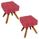 Kit 02 Puffs Giratório Elisa Suede Base Madeira MM30 D'Rossi Kit 02 Puffs Giratório Elisa Suede Base Madeira MM30 D'Rossi