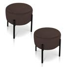 Kit 02 Puffs Iron Suede Marrom Base Preto Palito