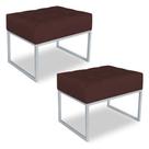 Kit 02 Puffs Lisa Suede Marsala Base Metálica Industrial Prata - Pallazio