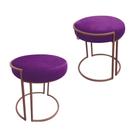 Kit 02 Puffs Love Suede Base Cobre DRossi Roxo Kit 02 Puffs Love Suede Base Cobre DRossi Roxo