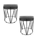 Kit 02 Puffs Multiuso com Mesa Babu 2 em 1 Suede Base Preto D'Rossi Kit 02 Puffs Multiuso com Mesa Babu 2 em 1 Suede Base Preto D'Rossi