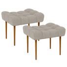 Kit 02 Puffs Para Sala De Estar Requinte L02 Linho Bege Kit 02 Puffs Para Sala De Estar Requinte L02 Linho Bege