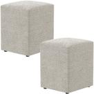 Kit 02 Puffs Quadrado Decorativo L02 Bouclê Creme - Lyam Decor