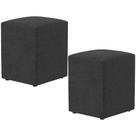 Kit 02 Puffs Quadrado Decorativo L02 Bouclê Preto