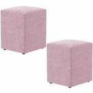 Kit 02 Puffs Quadrado Decorativo L02 Bouclê Rosê
