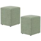 Kit 02 Puffs Quadrado Decorativo Sala De Estar L02 Bouclê Oliva - Lyam Decor