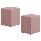 Kit 02 Puffs Quadrado Decorativo Sala De Estar L02 Linho Rosa - Lyam Decor