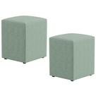 Kit 02 Puffs Quadrado Decorativo Sala De Estar L02 Linho Verde Menta - Lyam Decor