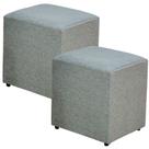 Kit 02 Puffs Quadrado Decorativo Sala de Estar Linho Cinza Escuro - Lyam Decor