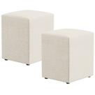 Kit 02 Puffs Quadrado L02 Decorativo Linho Champagne - Lyam Decor