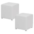 Kit 02 Puffs Quadrado L02 Decorativo Material Sintético Branco - Lyam Decor