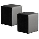 Kit 02 Puffs Quadrado L02 Decorativo material sintético Preto - Lyam Decor
