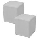 Kit 02 Puffs Quadrado L02 Decorativo Sala de Estar Linho Cinza - Lyam Decor