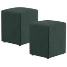 Kit 02 Puffs Quadrado L02 Linho Verde