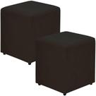 Kit 02 Puffs Quadrado L02 Sala De Estar Suede Preto