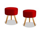 Kit 02 Puffs Redondo Luxo Suede Pés Palito Decorativo Bela Kit 02 Puffs Redondo Luxo Suede Pés Palito Decorativo Bela