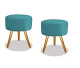 Kit 02 Puffs Redondo Luxo Suede Pés Palito Decorativo Bela Kit 02 Puffs Redondo Luxo Suede Pés Palito Decorativo Bela