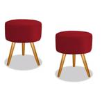 Kit 02 Puffs Redondo Luxo Suede Pés Palito Decorativo Bela