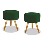 Kit 02 Puffs Redondo Luxo Suede Pés Palito Decorativo Bela