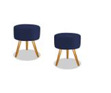 Kit 02 Puffs Redondo Luxo Suede Pés Palito Decorativo Bela