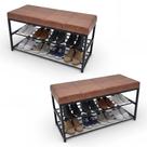 Kit 02 Sapateiras Calçadeira Puff Closet Zuri 85cm 02 Prateleiras New Dallas Whisky - Abmaza