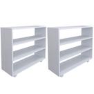 Kit 02 Sapateiras Multiuso Organizador Com 03 Prateleiras E Rodízio Pérola L03 Branco - Lyam Decor