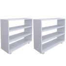 Kit 02 Sapateiras Multiuso Organizador Com 03 Prateleiras E Rodízio Pérola L03 Branco - Lyam Decor