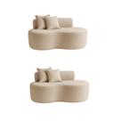 Kit 02 Sofá Decorativo Curvo Orgânico Nature Gaia Boucle Bege - Montanaris Decor