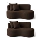 Kit 02 Sofá Decorativo Curvo Orgânico Nature Gaia Boucle Marrom - Montanaris Decor