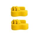 Kit 02 Sofá Decorativo Curvo Orgânico Nature Gaia Suede Amarelo - Montanaris Decor