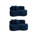 Kit 02 Sofá Decorativo Curvo Orgânico Nature Gaia Suede Azul Marinho - Montanaris Decor