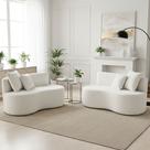 Kit 02 Sofá Decorativo Curvo Orgânico Nature Gaia Suede Branco - Montanaris Decor