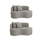 Kit 02 Sofá Decorativo Curvo Orgânico Nature Gaia Suede Cinza - Montanaris Decor