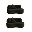 Kit 02 Sofá Decorativo Curvo Orgânico Nature Gaia Suede Preto - Montanaris Decor