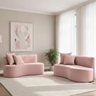 Kit 02 Sofá Decorativo Curvo Orgânico Nature Gaia Suede Rosê- Montanaris Decor