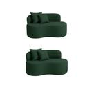 Kit 02 Sofá Decorativo Curvo Orgânico Nature Gaia Suede Verde - Montanaris Decor